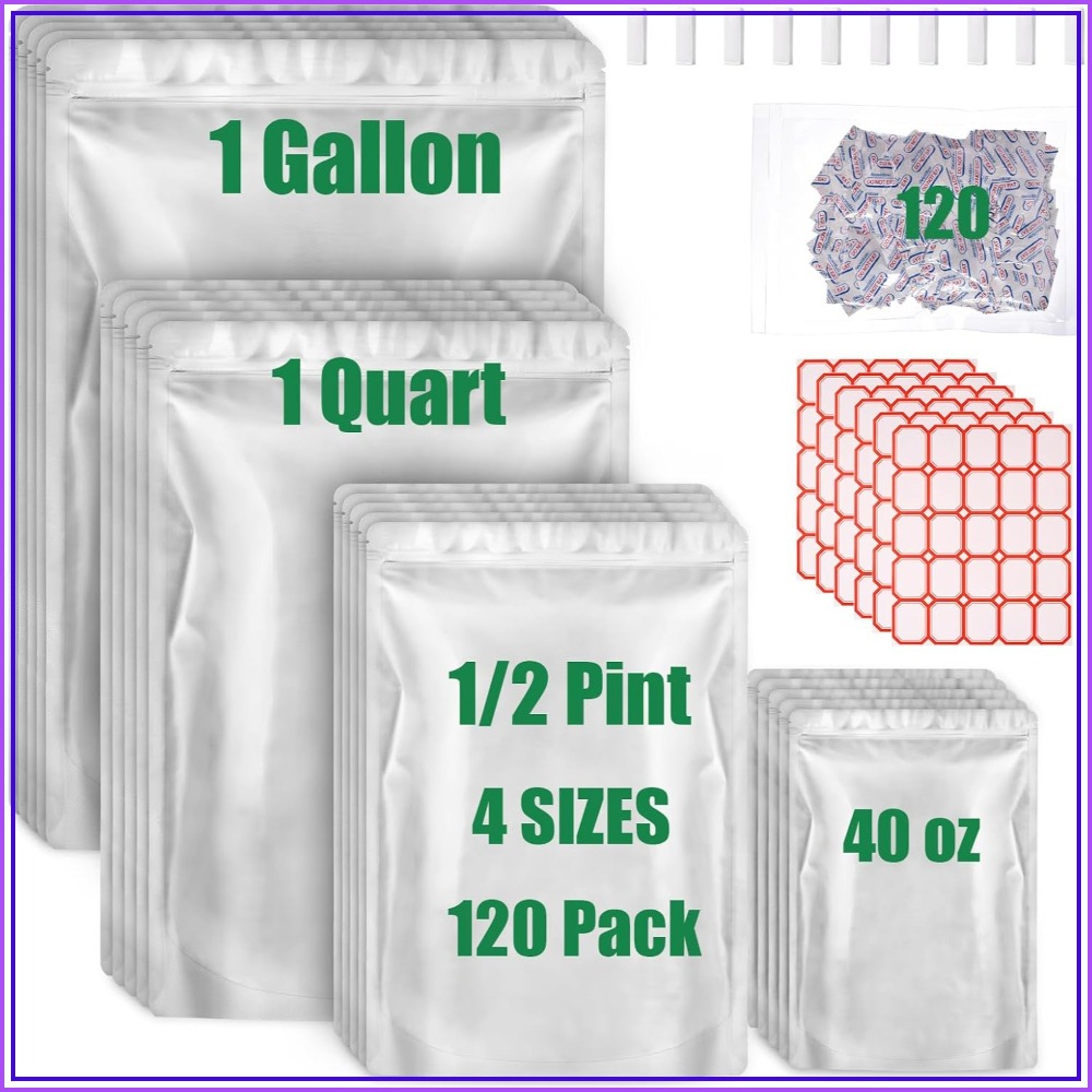 Food Storage Oxygen Absorbers - 120 كيس مايلر لتخزين الطعام مع