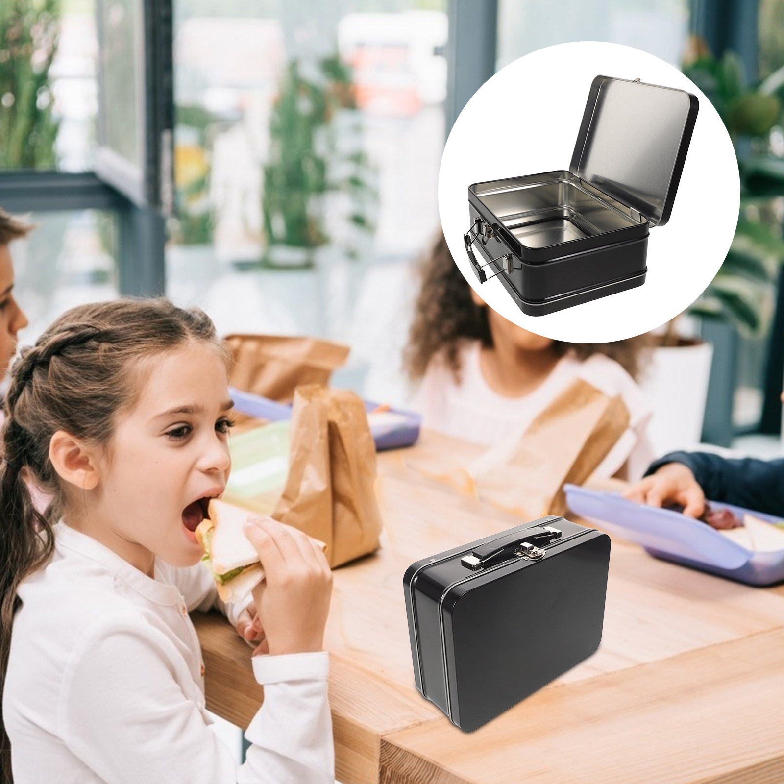 Food Storage Containers Plastic Box - علبة غداء معدنية مستطيلة الشكل فارغة