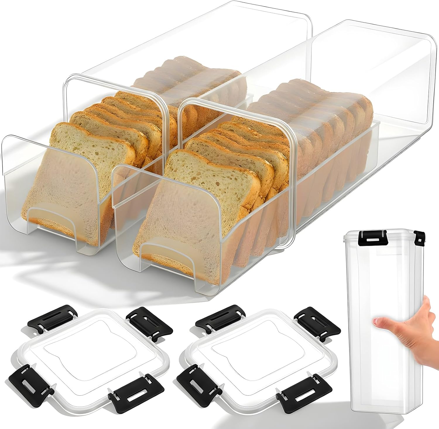 Food Storage Airtight - حاوية تخزين الخبز بغطاء محكم الإغلاق،