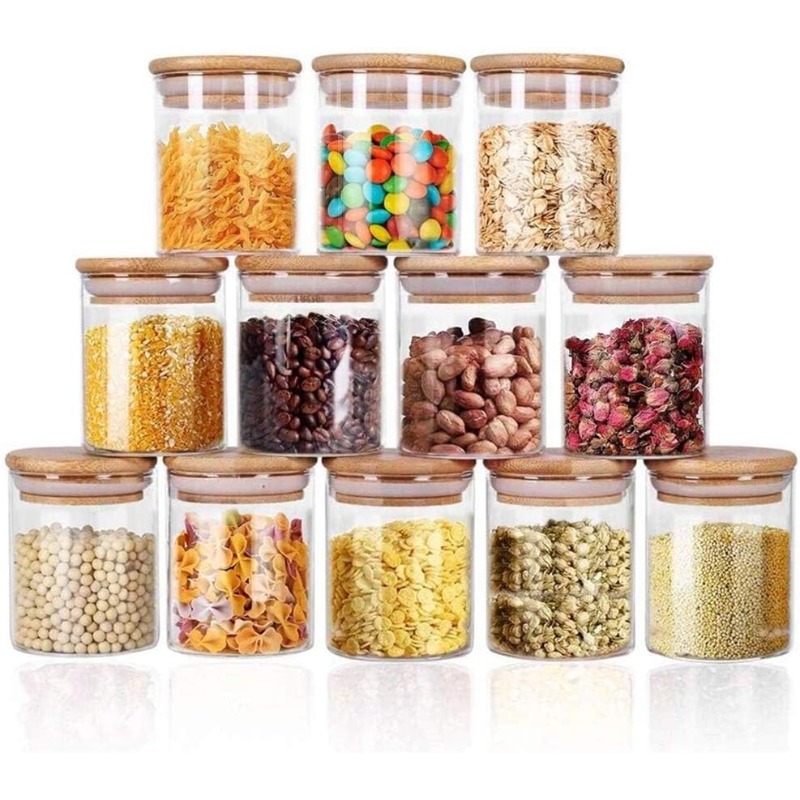 Food Storage Jar Labels - مجموعة برطمانات زجاجية مكونة من 12
