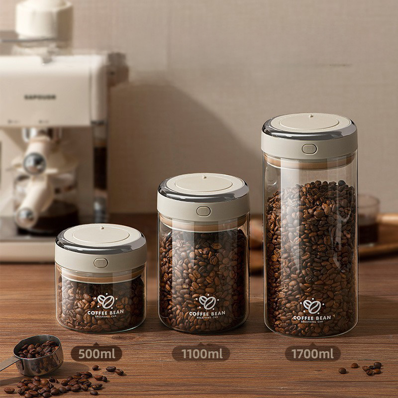 Food Storage Airtight - وعاء زجاجي محكم الإغلاق لتخزين القهوة