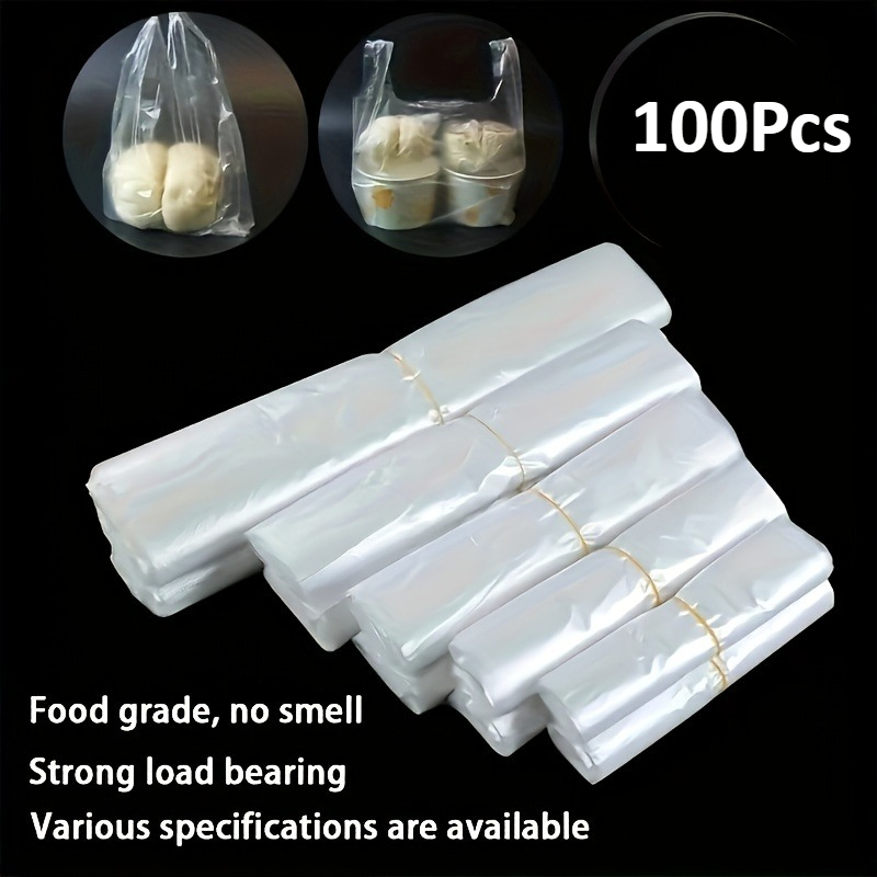 Food Storage Bag - 100 قطعة من أكياس البلاستيك الشفافة