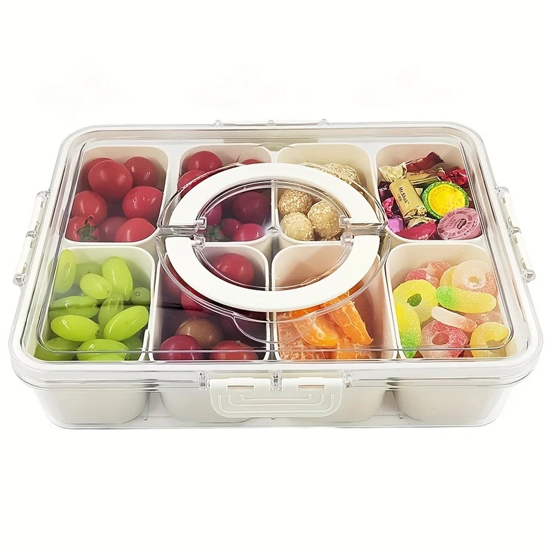 صندوق وجبات خفيفة 4Grid، حاوية - مراجعة Food Storage Containers Plastic Box وسعره