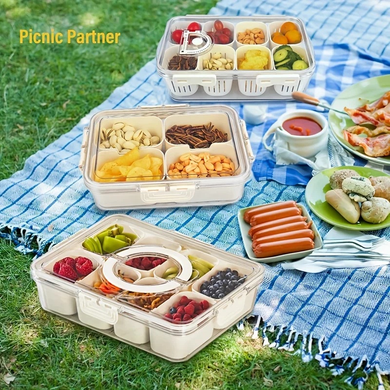 صندوق وجبات خفيفة 4Grid، حاوية - مراجعة Food Storage Containers Plastic Box وسعره