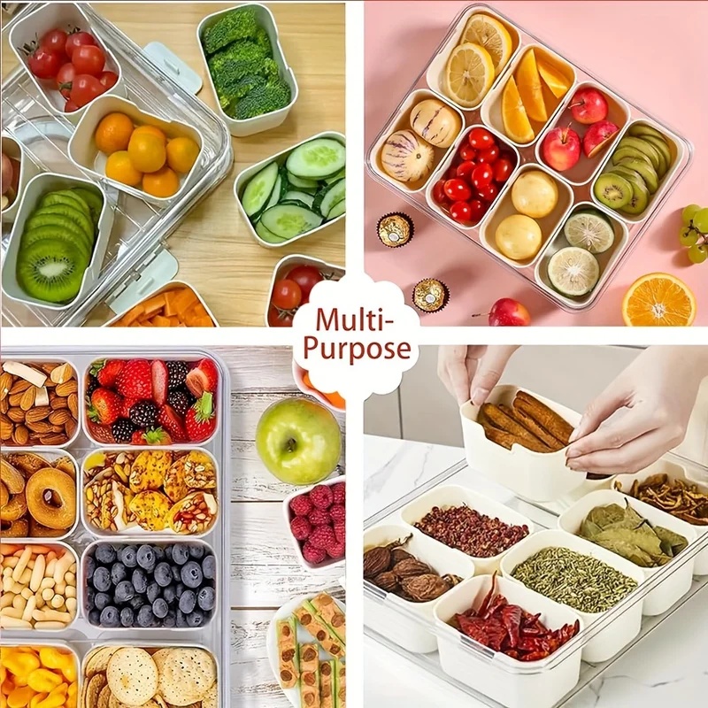 صندوق وجبات خفيفة 4Grid، حاوية - مراجعة Food Storage Containers Plastic Box وسعره