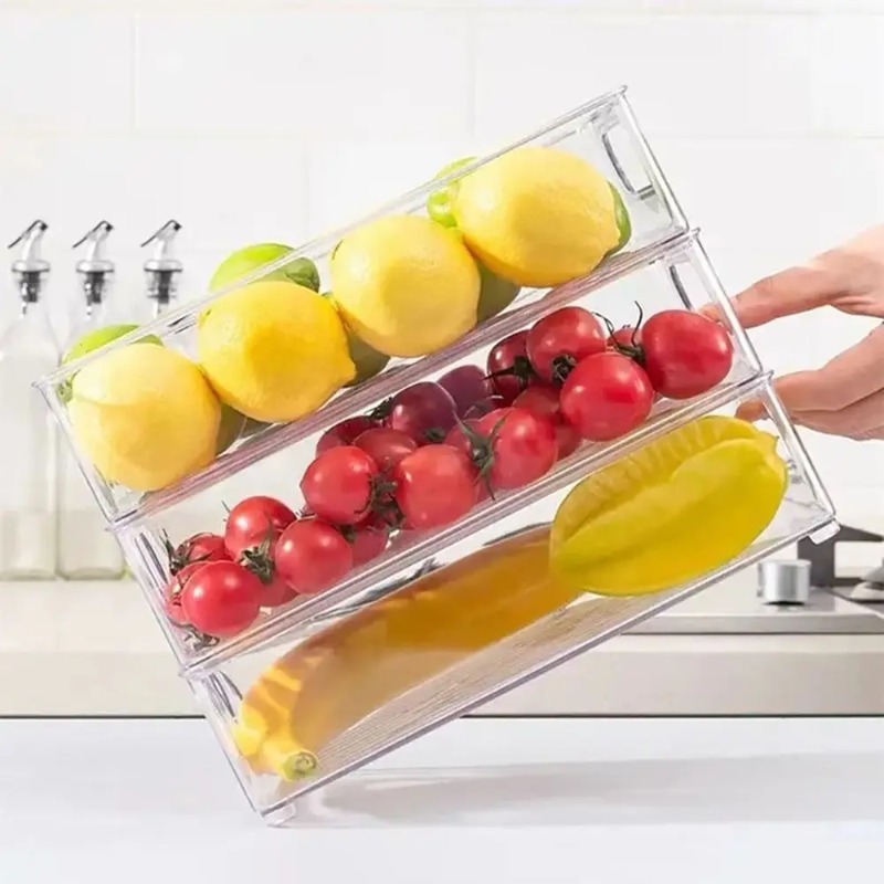 منظم أدراج شفاف قابل للتكديس ل - مراجعة Food Storage Drawers وسعره