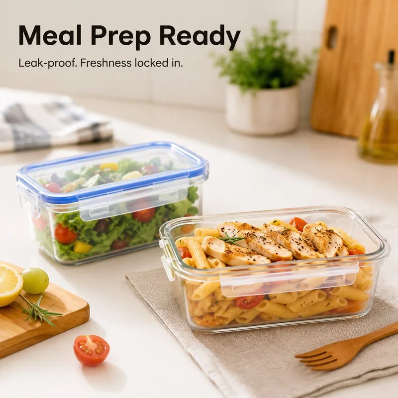 صندوق تخزين للثلاجة بأربعة أحج - مراجعة Food Storage Plastic Boxes وسعره