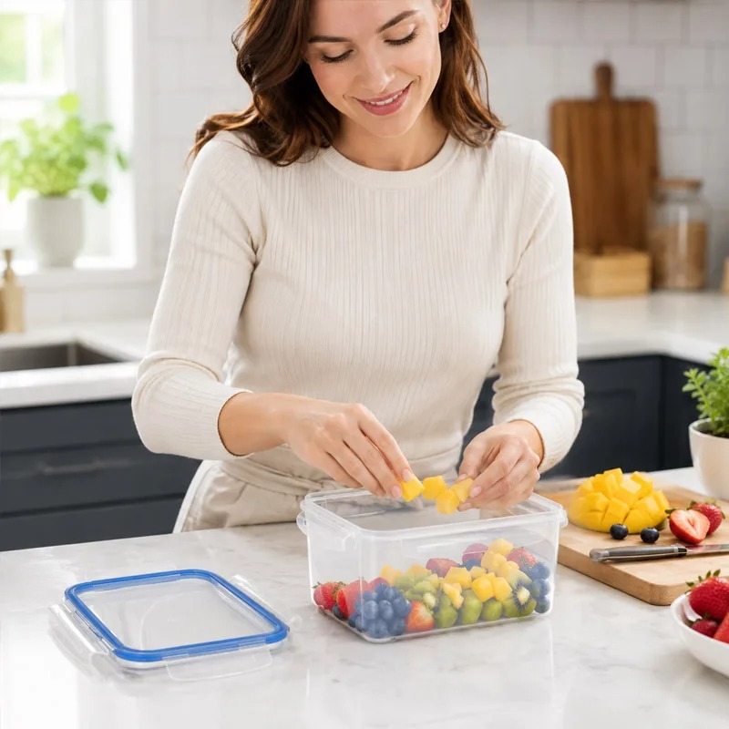 صندوق تخزين للثلاجة بأربعة أحج - مراجعة Food Storage Plastic Boxes وسعره