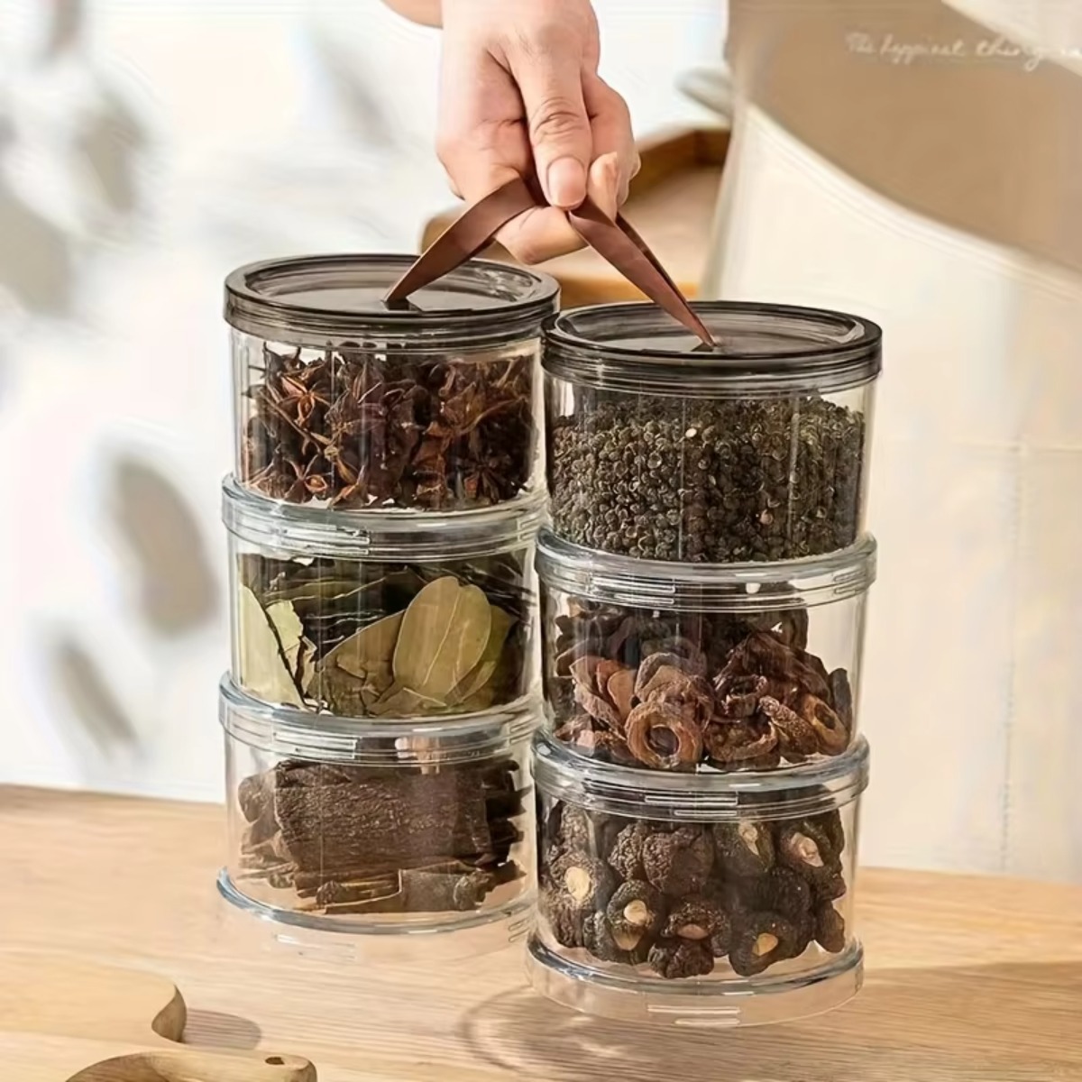 علبة توابل دائرية محمولة باليد - مراجعة Food Storage Containers Plastic Box وسعره